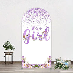 Aperturee - Aperturee Floral Lavender Sweet Girl Baby Shower Arch Backdrop