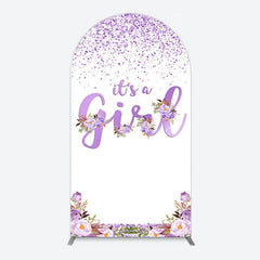 Aperturee - Aperturee Floral Lavender Sweet Girl Baby Shower Arch Backdrop