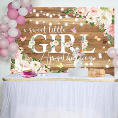Aperturee - Aperturee Floral Lighted Sweet Little Girl Wooden Backdrop