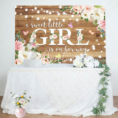 Aperturee - Aperturee Floral Lighted Sweet Little Girl Wooden Backdrop