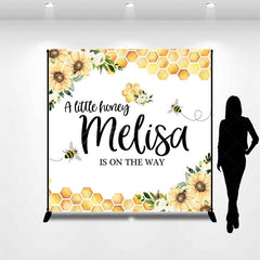 Aperturee - Aperturee Floral Little Honey Custom Name Baby Shower Backdrop