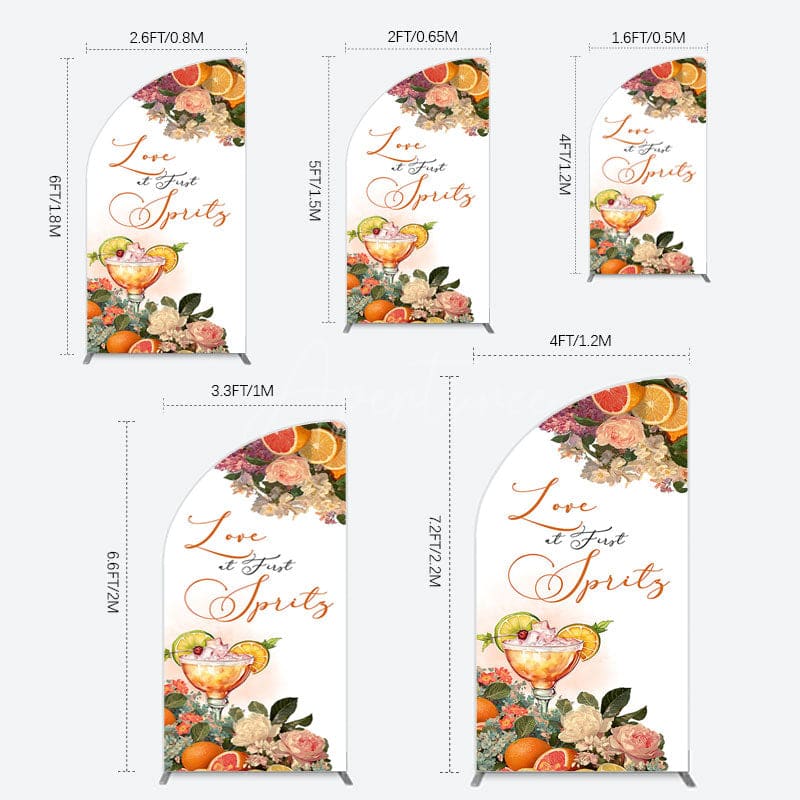 Aperturee - Aperturee Floral Love At First Sprits Wedding Half Moon Arch Backdrop