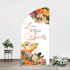 Aperturee - Aperturee Floral Love At First Sprits Wedding Half Moon Arch Backdrop