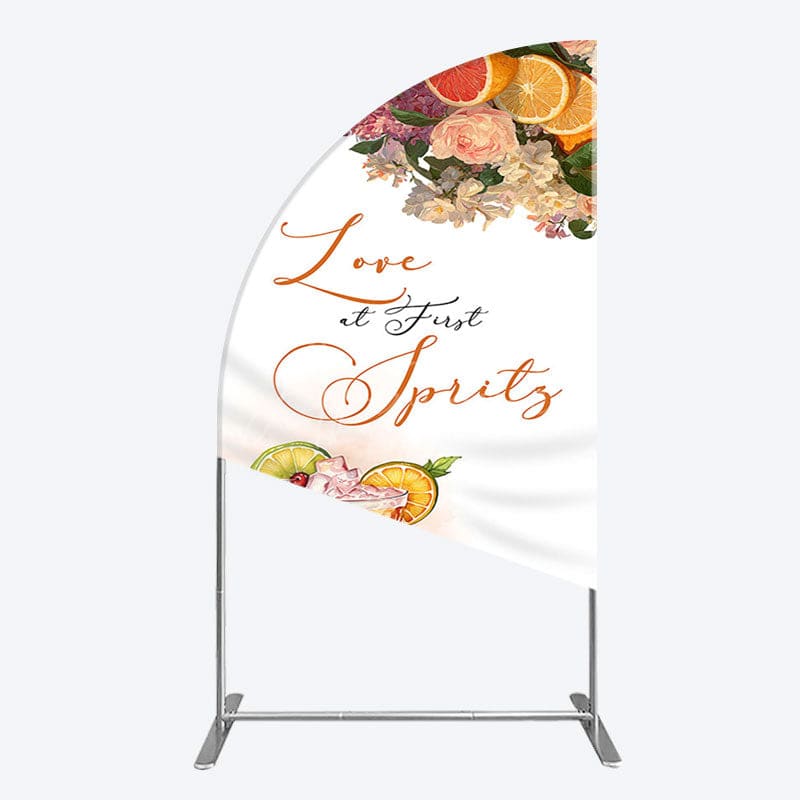 Aperturee - Aperturee Floral Love At First Sprits Wedding Half Moon Arch Backdrop