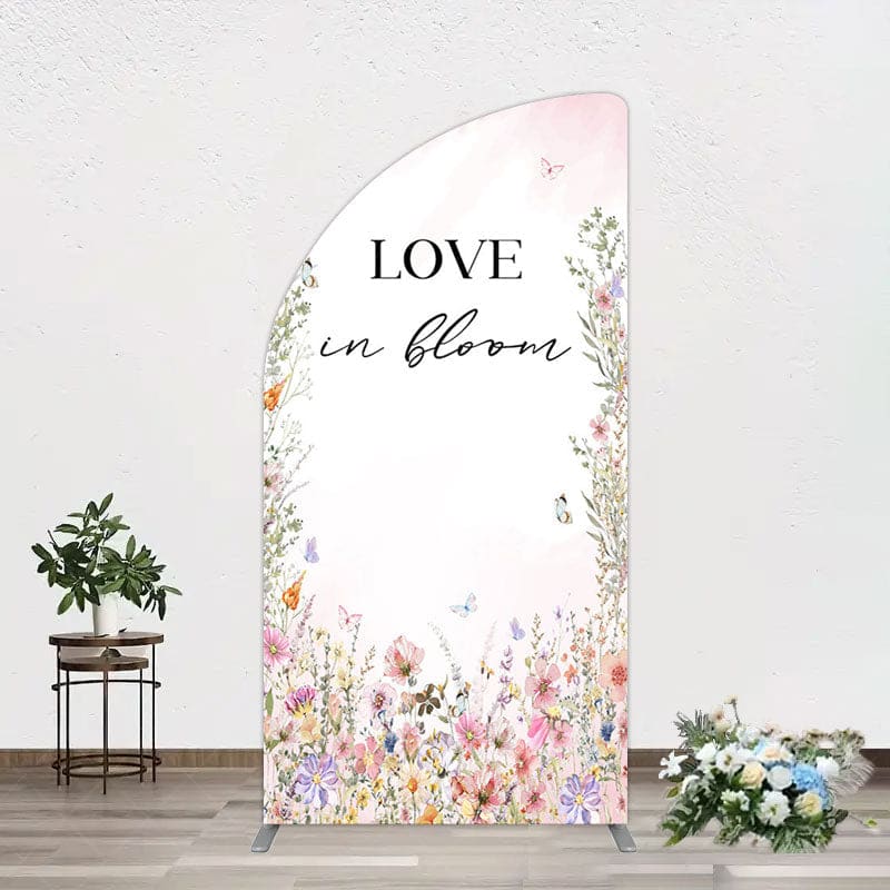Aperturee - Aperturee Floral Love In Bloom Sweet Wedding Half Moon Arch Backdrop