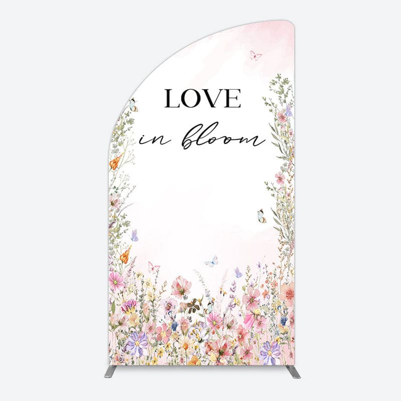 Aperturee - Aperturee Floral Love In Bloom Sweet Wedding Half Moon Arch Backdrop