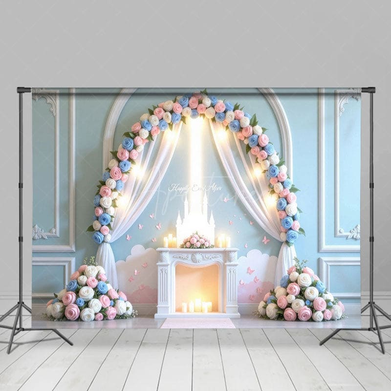 Aperturee - Aperturee Floral Magical Wedding Paradise Halo Castle Backdrop