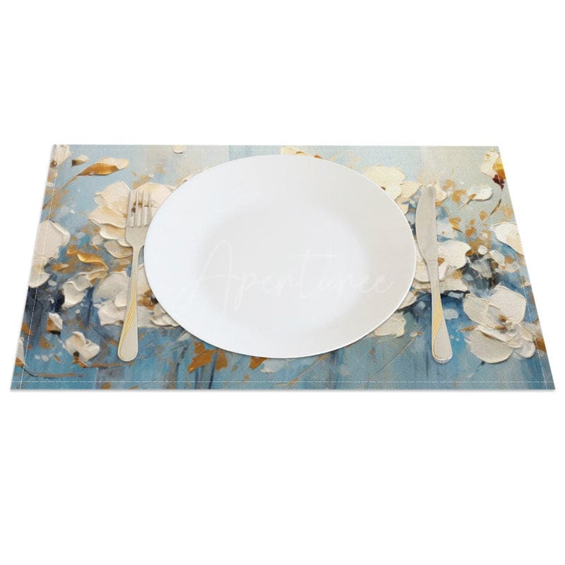 Aperturee - Aperturee Floral Oil Paintings Fine Art Set of 4 Placemats