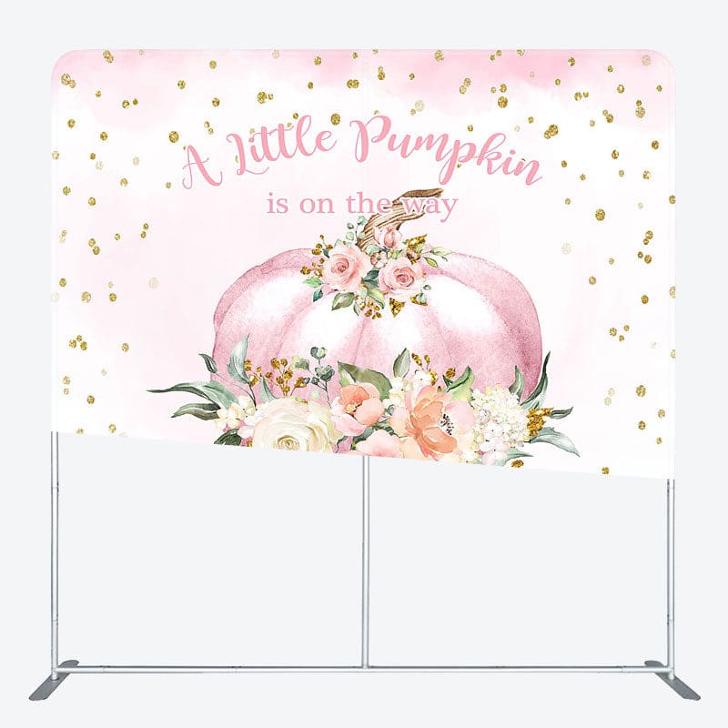 Aperturee - Aperturee Floral Pumpkin Baby Shower Square Tension Backdrop