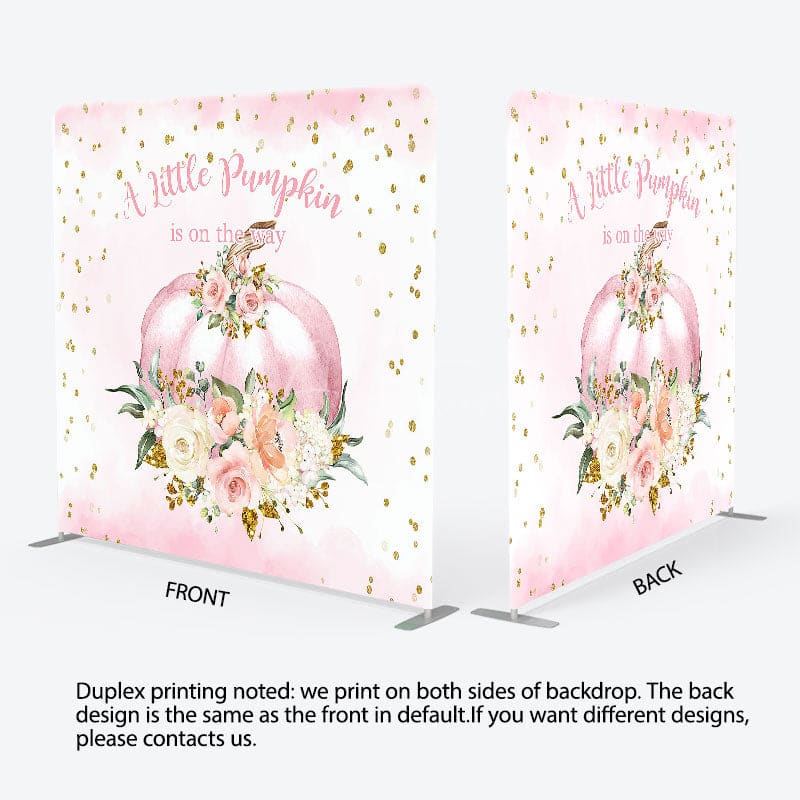 Aperturee - Aperturee Floral Pumpkin Baby Shower Square Tension Backdrop