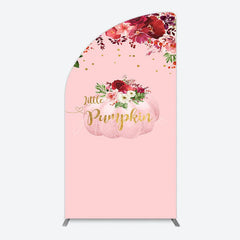 Aperturee - Aperturee Floral Pumpkin Sweet Pink Baby Shower Half Moon Arch Backdrop
