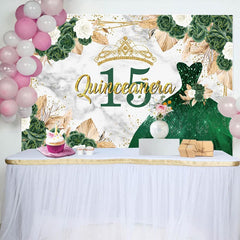 Aperturee - Aperturee Floral Quinceanera Green Sweet 15 Dress Backdrop
