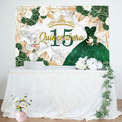 Aperturee - Aperturee Floral Quinceanera Green Sweet 15 Dress Backdrop