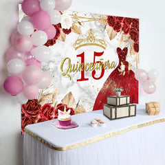 Aperturee - Aperturee Floral Quinceanera Sweet 15 Exquisite Dress Backdrop