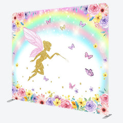 Aperturee - Aperturee Floral Rainbow Fairy Land Square Tension Backdrop