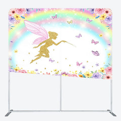 Aperturee - Aperturee Floral Rainbow Fairy Land Square Tension Backdrop