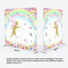 Aperturee - Aperturee Floral Rainbow Fairy Land Square Tension Backdrop