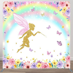 Aperturee - Aperturee Floral Rainbow Fairy Land Square Tension Backdrop