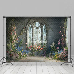 Aperturee - Aperturee Floral Retro Wall Fine Art Sweet Wedding Backdrop