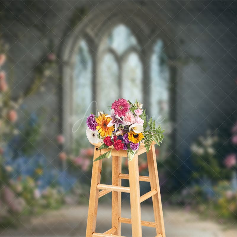 Aperturee - Aperturee Floral Retro Wall Fine Art Sweet Wedding Backdrop