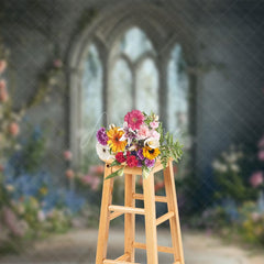 Aperturee - Aperturee Floral Retro Wall Fine Art Sweet Wedding Backdrop