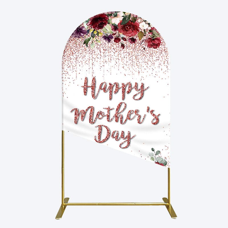 Aperturee - Aperturee Floral Rose Gold Glitter Mothers Day Arch Backdrop