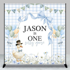 Aperturee - Aperturee Floral Silly Goose Flag 1st Custom Birthday Backdrop