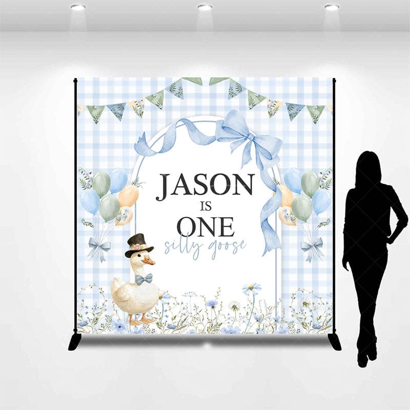 Aperturee - Aperturee Floral Silly Goose Flag 1st Custom Birthday Backdrop
