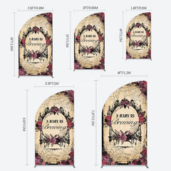 Aperturee - Aperturee Floral Spider Halloween Baby Shower Half Moon Arch Backdrop