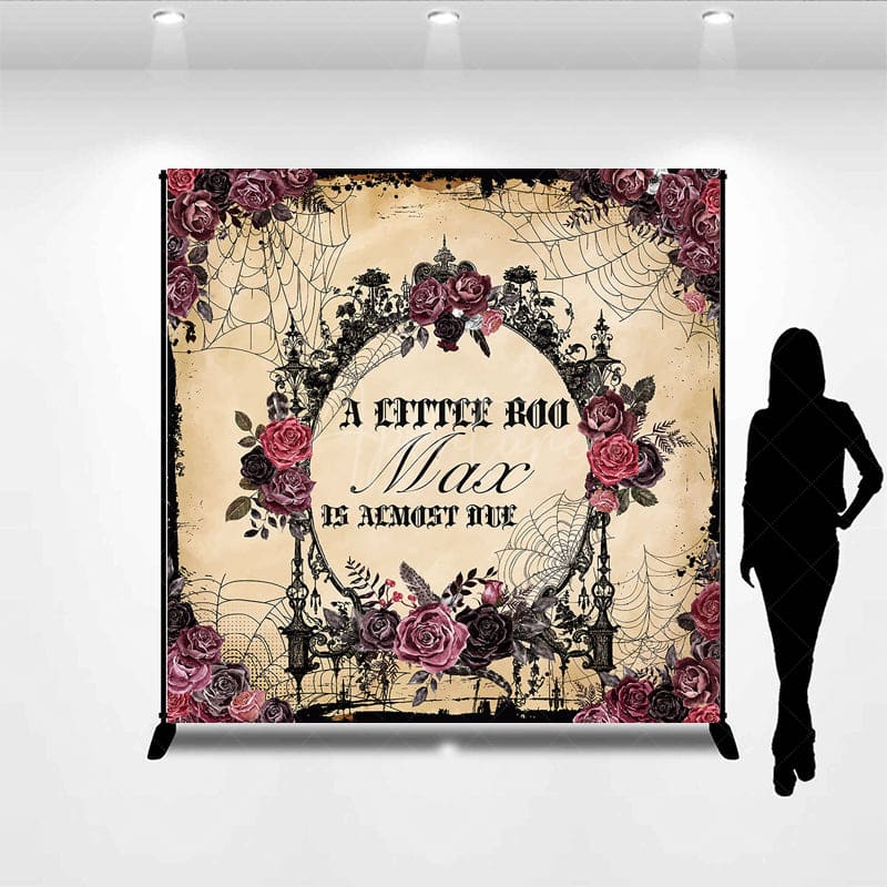 Aperturee - Aperturee Floral Spider Halloween Custom Baby Shower Backdrop
