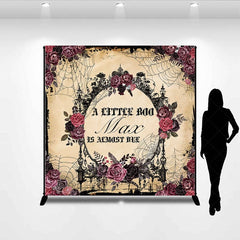 Aperturee - Aperturee Floral Spider Halloween Custom Baby Shower Backdrop