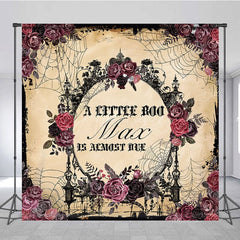 Aperturee - Aperturee Floral Spider Halloween Custom Baby Shower Backdrop