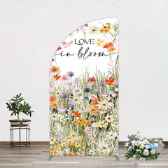 Aperturee - Aperturee Floral Spring Love In Bloom Wedding Half Moon Arch Backdrop