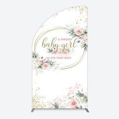 Aperturee - Aperturee Floral Spring Pink Girl Baby Shower Half Moon Arch Backdrop