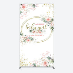 Aperturee - Aperturee Floral Spring Pink Girl Baby Shower Rectangle Backdrop