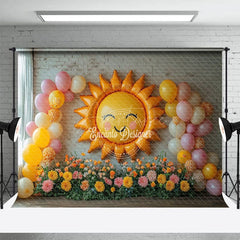 Aperturee - Aperturee Floral Sun Balloon Arch Sweet Cake Smash Backdrop