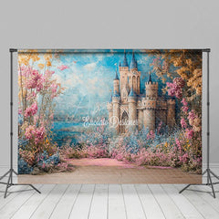 Aperturee - Aperturee Floral Sweet Castle Painting Photography Backdrop