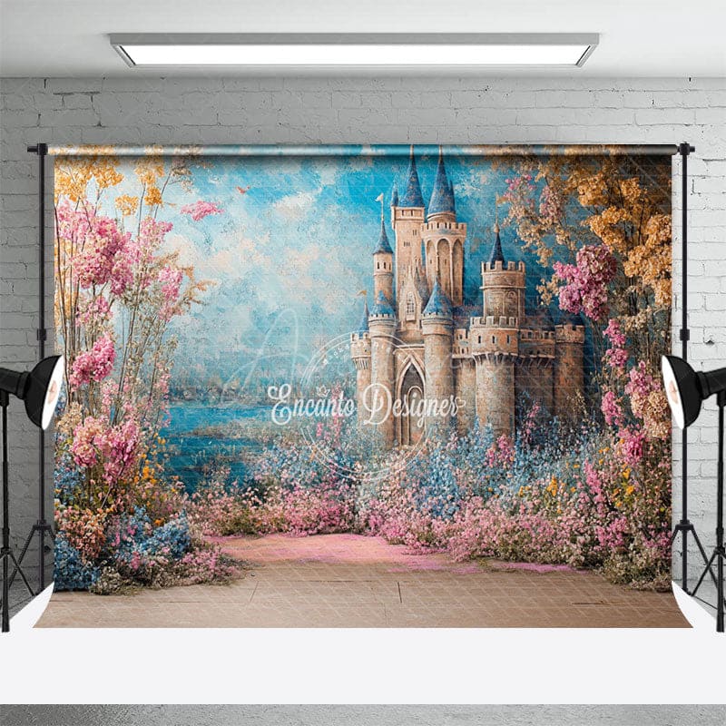 Aperturee - Aperturee Floral Sweet Castle Painting Photography Backdrop