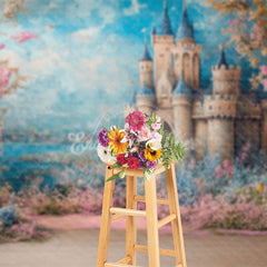 Aperturee - Aperturee Floral Sweet Castle Painting Photography Backdrop