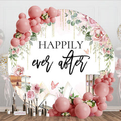 Aperturee - Aperturee Floral Sweet Happily Ever After Books Round Backdrop