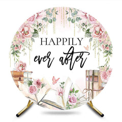Aperturee - Aperturee Floral Sweet Happily Ever After Books Round Backdrop
