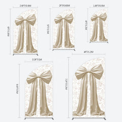 Aperturee - Aperturee Floral Sweet White Bow Happy Birthday Half Moon Arch Backdrop