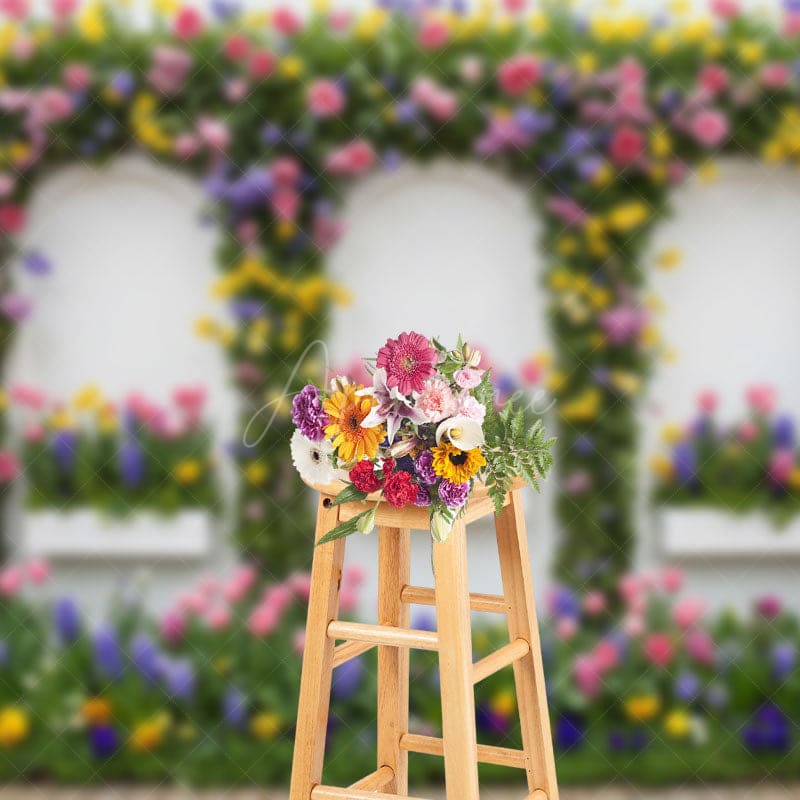 Aperturee - Aperturee Floral Triple Arch Doors Elegant Wedding Backdrop