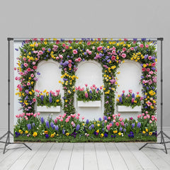 Aperturee - Aperturee Floral Triple Arch Doors Elegant Wedding Backdrop