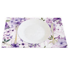 Aperturee - Aperturee Floral Violet Paintings Fine Art Set of 4 Placemats
