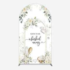 Aperturee - Aperturee Floral White Sweet Cook Baby Shower Arch Backdrop
