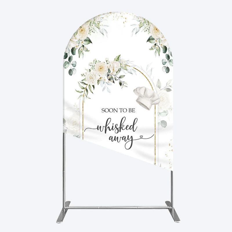 Aperturee - Aperturee Floral White Sweet Cook Baby Shower Arch Backdrop
