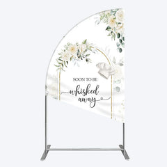 Aperturee - Aperturee Floral White Sweet Cook Baby Shower Half Moon Arch Backdrop
