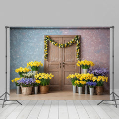 Aperturee - Aperturee Floral Wood Door Sweet Fresh Warm Spring Backdrop