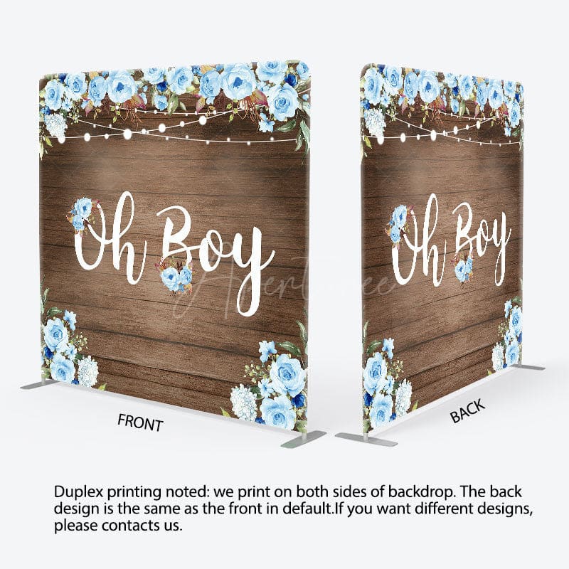 Aperturee - Aperturee Floral Wooden Baby Shower Square Tension Backdrop